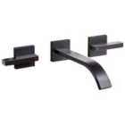 Beliani Wall Mounted Basin Mixer Tap Berraco Brass Black