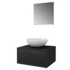 Vidaxl Three Piece Bathroom Furniture And Basin Set Black