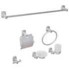 Beliani 6-piece Bathroom Hardware Set Pocone With Towel Bars And Hooks Silver