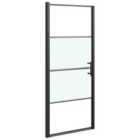 Vidaxl Shower Door 81X195 Cm Half Frosted Tempered Glass Black