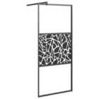Vidaxl Walk-in Shower Wall 90X195Cm Esg Glass With Stone Design Black