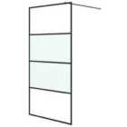 Vidaxl Walk-in Shower Wall Black 100X195 Cm Half Frosted Esg Glass