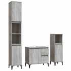 Vidaxl 3 Piece Bathroom Cabinet Set Grey Sonoma Engineered Wood