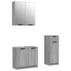 Vidaxl 3 Piece Bathroom Cabinet Set Grey Sonoma Engineered Wood