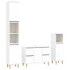 Vidaxl 3 Piece Bathroom Furniture Set White Engineered Wood