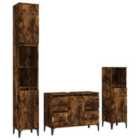 Vidaxl 3 Piece Bathroom Furniture Set Smoked Oak Engineered Wood
