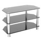 AVF Classic 80cm Glass Corner TV Stand for TVs up to 43" - Black & Chrome