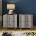 GFW Thalia 2 Drawer Bedside Table Pair Grey