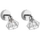 Beliani Set Of 2 Spotlight Lamps Erma Adjustable Metal Silver