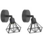 Beliani Set Of 2 Spotlight Lamps Erma Adjustable Metal Black