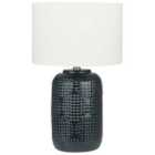 Beliani Table Lamp Mussel Ceramic Dark Blue