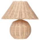 Beliani Table Lamp Cinder Rattan Natural