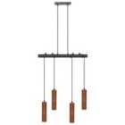 Beliani Pendant Lamp Tutaki Oak Wood Black