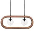 Beliani Pendant Lamp Ayensu Mango Wood Dark Brown
