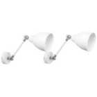 Beliani Set Of 2 Wall Lamps Mississippi Adjustable Metal White