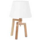 Beliani Table Lamp Nalon Oak Wood Brown/ White