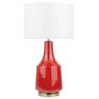 Beliani Table Lamp Triversa Ceramic Red