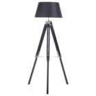 Beliani Floor Lamp Madeira Pine Wood Black