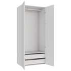 Wickes Claydon White Slab Double Wardrobe with Drawers & Rail - 2250 x 1000mm