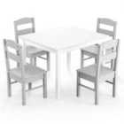 Costway Kids Table and 4 Chairs Set for Toddlers Dining, Drawing, Reading-Grey