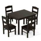 Costway Kids Table and 4 Chairs Set for Toddlers Dining, Drawing, Reading-Dark Brown