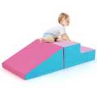 Costway Toddler Climb and Crawl Foam Play Set-Pink & Blue