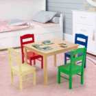 Costway Kids Table and 4 Chairs Set for Toddlers Dining, Drawing, Reading-Multicolor