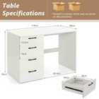 Costway 110 x 60 x 76cm Wooden Computer Desk with 4 Drawers-White