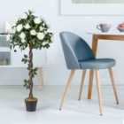 Costway 120 CM Artificial Flower Tree Faux Floral Plant with White Roses