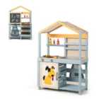 Costway 2 in 1 Wooden Mud Kitchen and Grocery Store with Removable Sink-Grey