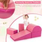 Costway 5-Piece Soft Waterproof Kids Climb and Crawl Activity Playset-Pink