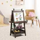Costway Children's Double-Sided Art Easel with Paper Roll-Brown