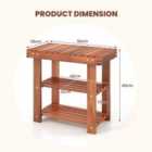 Costway Acacia Wood Shoe Rack Bench 3-Tier Shoe Organizer Storage Shelf-S