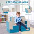 Costway 4-in-1 Convertible Foam Couch Play Set with Skin-friendly PU Leather Cover and Zippers-Blue