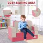 Costway 4-in-1 Convertible Foam Couch Play Set with Skin-friendly PU Leather Cover and Zippers-Pink