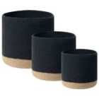 Beliani Set Of 3 Baskets Basima Cotton Black