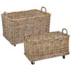 Beliani Set Of 2 Baskets Kitim With Wheels Rattan Natural