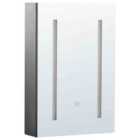 Beliani Bathroom Wall Mounted Mirror Cabinet LED Cameron 40 Cm 60 Cm Black