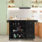 Costway Kitchen Island Trolley with 3 Drawers and 2-door Cabinet-Brown