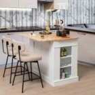 Costway Drop-Leaf Kitchen Island with Extendable Worktop and Adjustable Shelves-White