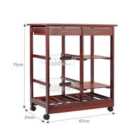 Costway Wooden Rolling Kitchen Cart with Drawers Shelves Wire Baskets Wine Racks-Burgundy