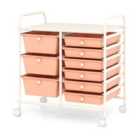 Costway 9-Drawer Rolling Storage Cart Tools Scrapbook Paper Organizer-Pink