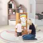 Costway Toddler Kitchen Stool Helper with Chalkboard and Whiteboard-Natural