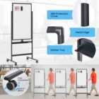 Costway Reversible Rolling White Board with Black Markers and Board Eraser-Black-M