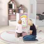 Costway Toddler Kitchen Stool Helper with Chalkboard and Whiteboard-Pink
