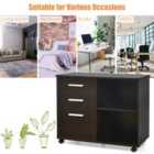 Costway 3-Drawer File Cabinet with Hanging Bars for Letter Size Documents-Coffee