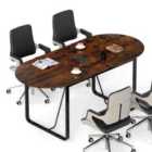 Costway 180 CM Executive Table Oval Home Office Table with Cable Management Hole-Rustic Brown