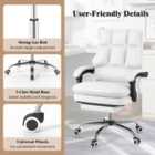 Costway Ergonomic Office Chair PU Leather Adjustable Swivel with Reclining Backrest-White