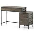 Costway Computer Desk with 5 Drawers and Side File Cabinet-Grey