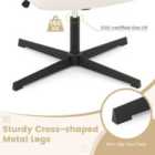 Costway PU Leather Upholstered Armless Cross Legged Office Desk Chair No Wheels-Beige